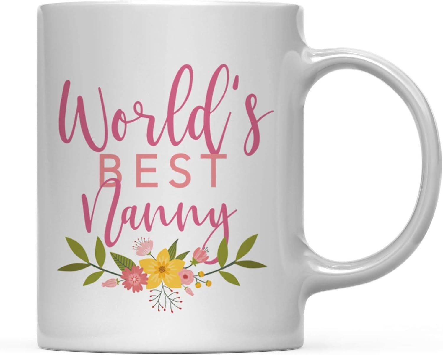 Andaz Press 11oz. Floral Flowers Design Nanny Coffee Mug, World's Best Nanny, 1-Pack