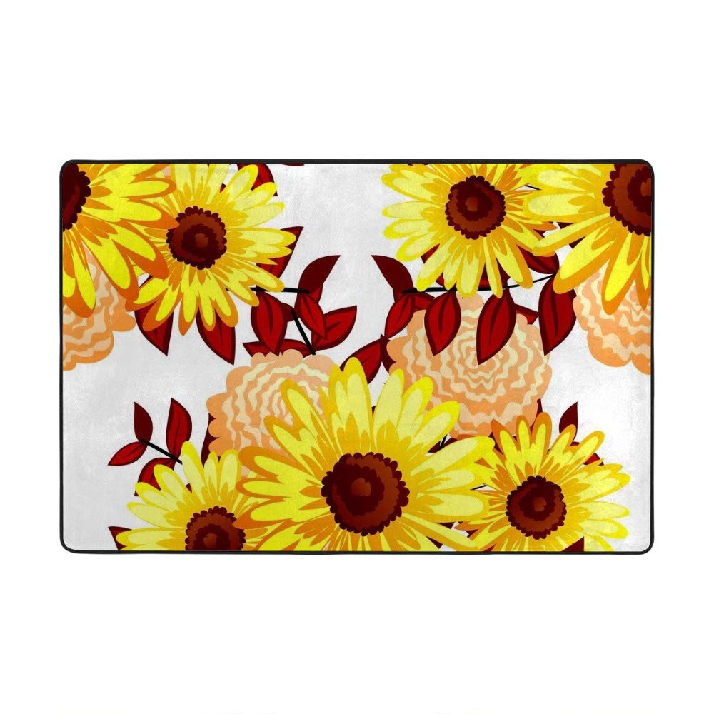 Tapis de maison grand format motif tournesols en polyester