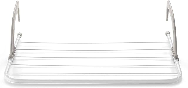BPIL Radiator Airer With 5 Bars Adjustable arms Folding Clothes Drying Rail Rack Grey White Indoor Outdoor Lightweight Towels Clothes Laundry Hangers balcony radiators Large Room Drying Space Airers