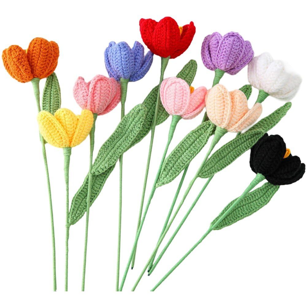 Tulipe crochet bouquet éternel de 10 fleurs artificielles pour en finir avec les fleurs fanées