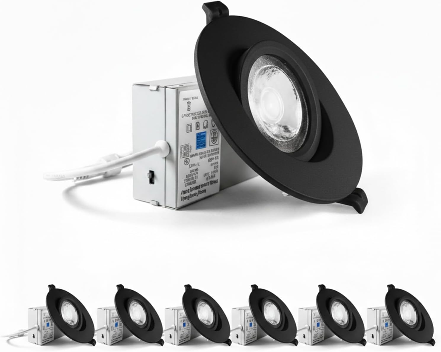 2 Inch Gimbal LED Recessed Lighting 6 Pack, Mini Adjustable Eyeball Spotlight, 5W 400LM, CRI90 High Color Accuracy, 5CCT Selectable, Dimmable Accent Ceiling Light, ETL FCC (6 Pack, Black-2 inch)