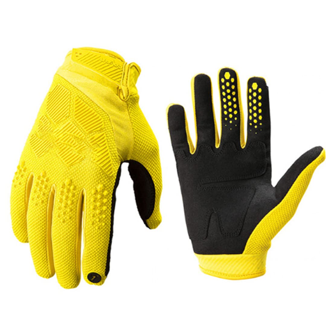 Guantes de Moto, Guantes de Bicicleta de montaña, Guantes de Bicicleta Todoterreno, Guantes de Carreras de Motos (Color : Fluo Yellow, Size : XL)