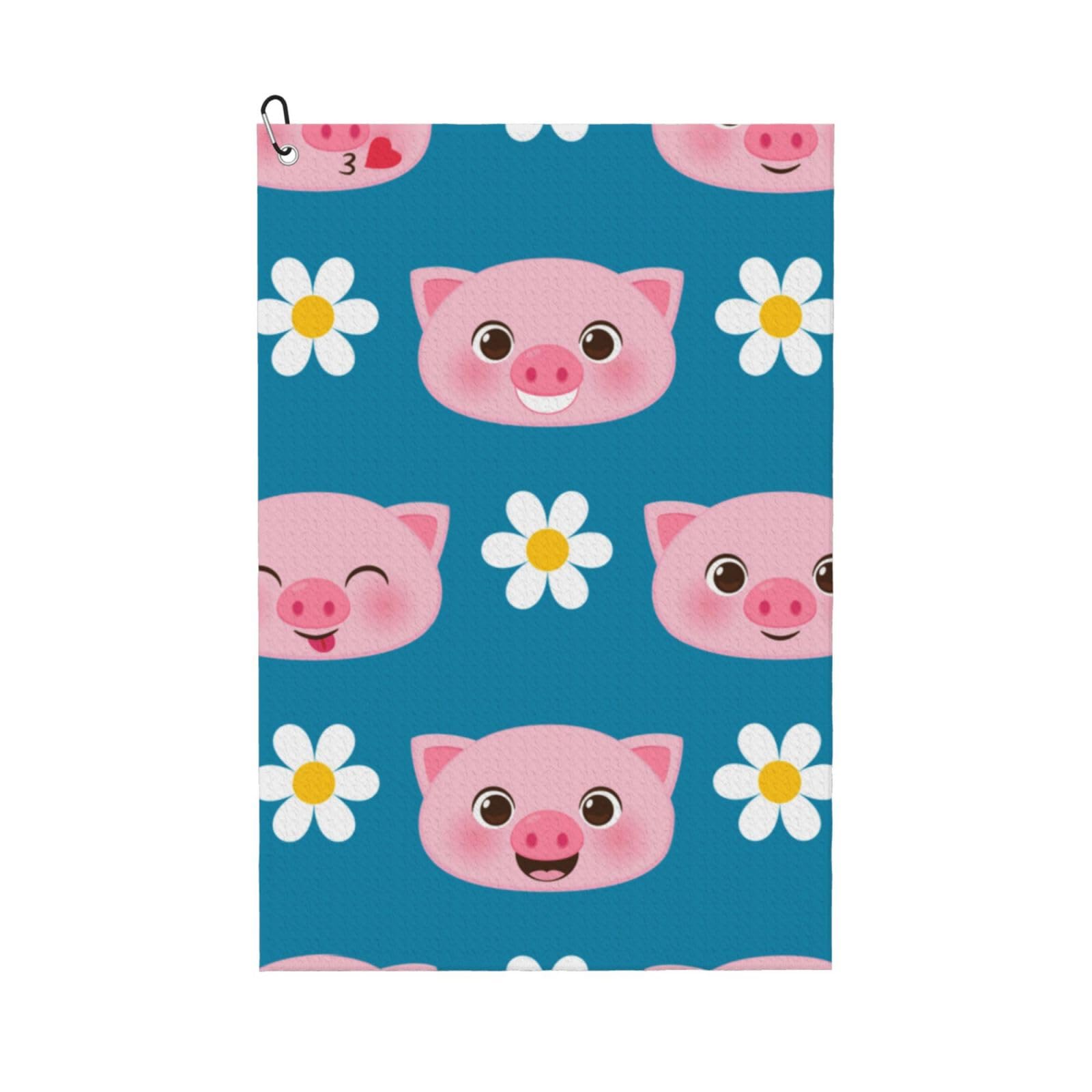 Hnnkloy Cute Pig, 16x24 in Portable Waffle Golf Towels with Carabiner Clip for Golf Bag