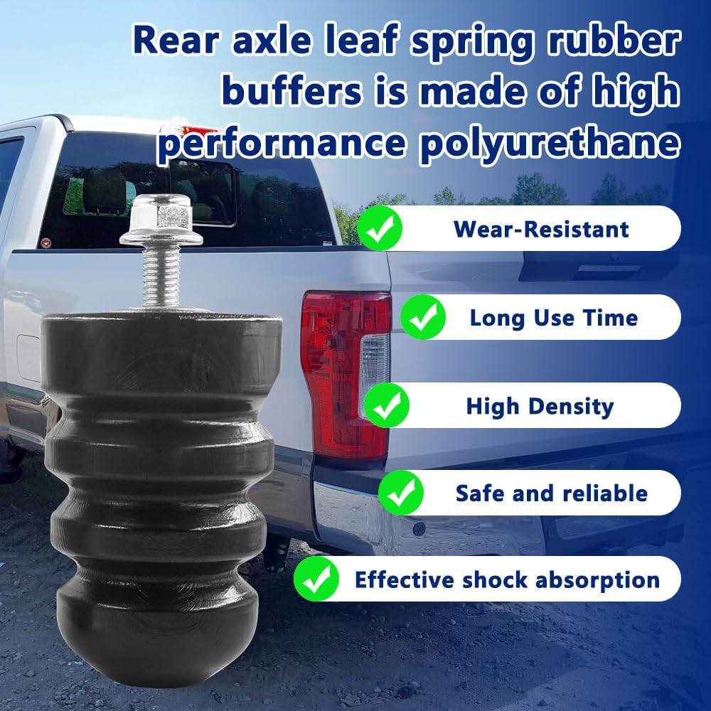 Rear Axle Leaf Spring Rubber Bumpers Stop Compatible with Ford Excursion 2000-2005 4x4/4WD,for F250 2005-2016, for F350 2005-2019 Rear Bump Stops OEM # 1C3Z4730AA 1C3Z-4730-AA （2pcs）