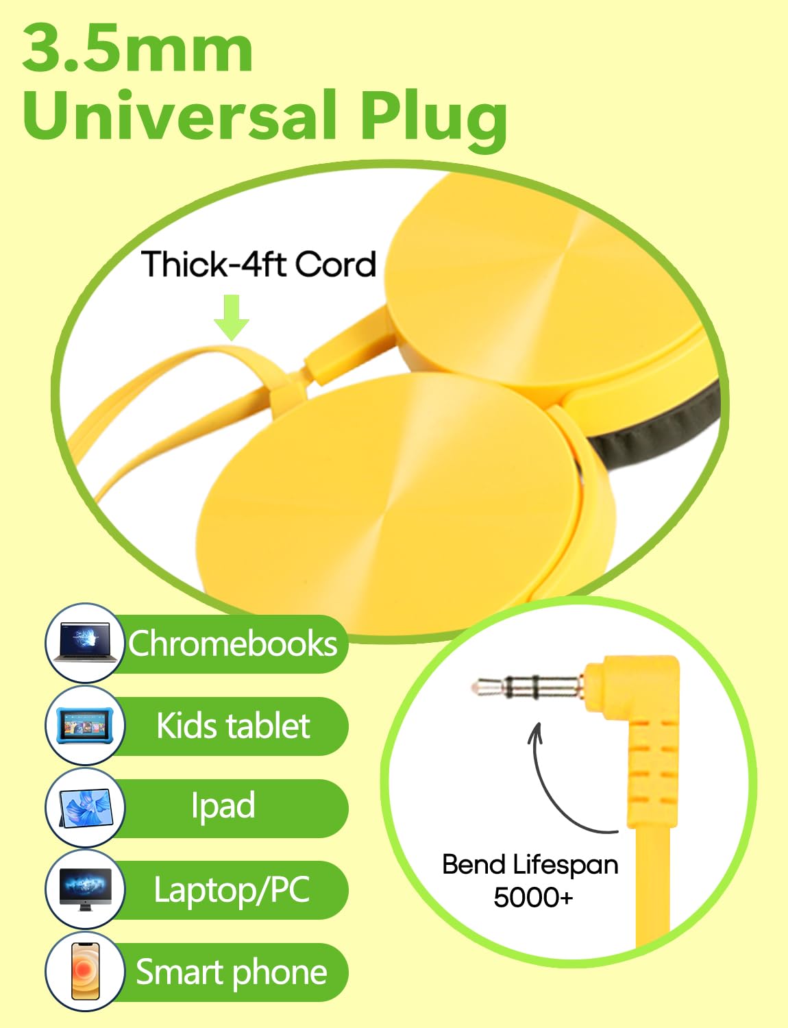 Confezione da 10 cuffie cablate per aule e bambini, per studenti scolastici K-12, cuffie on-ear multicolore con spina da 3,5 mm, perfette per scuole/biblioteche/musei