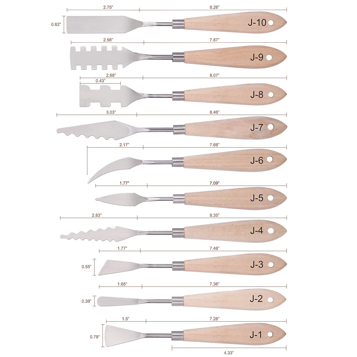 Togood 10pcs Stainless Steel Spatula Palette Knives for Artists, Art