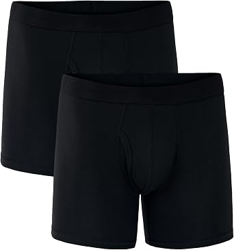 Pact Mens Organic Cotton Underwear Boxer Briefs, Breathable Underpants with Vertical Fly, 2 Pack