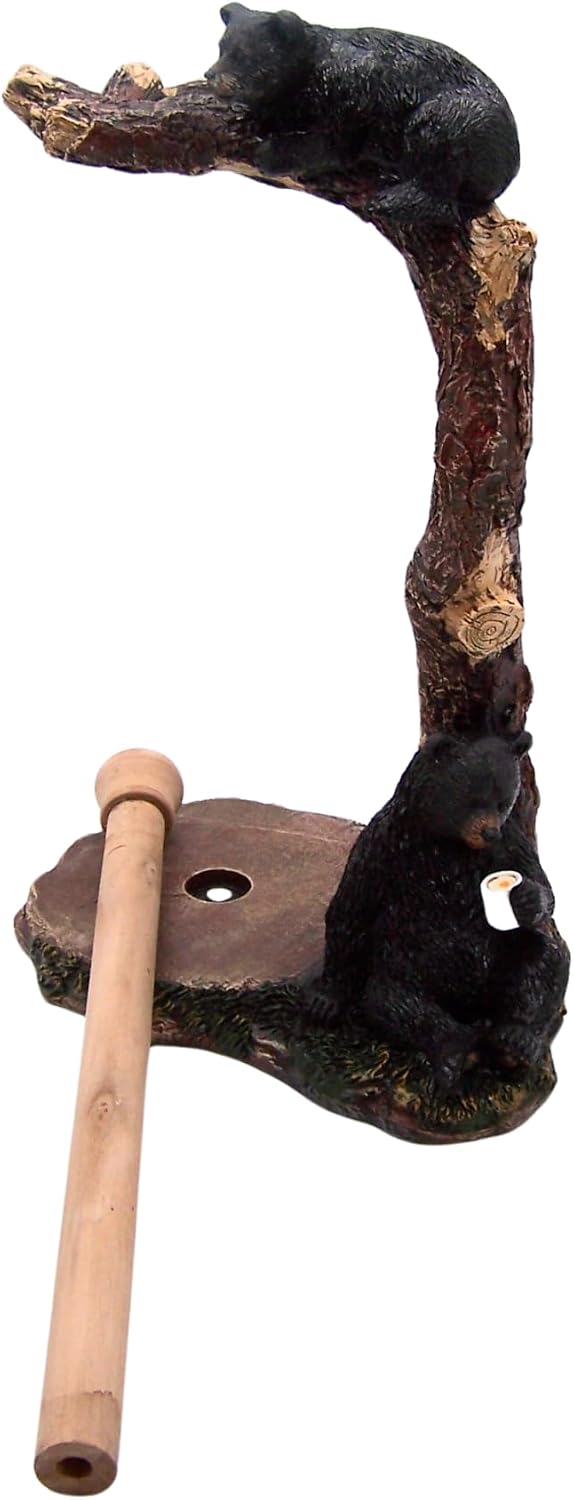 Relaxing Black Bear Paper Towel Holder, Rustic Kitchen Accessories, Freestanding Countertop Organization, 14.75 Inches