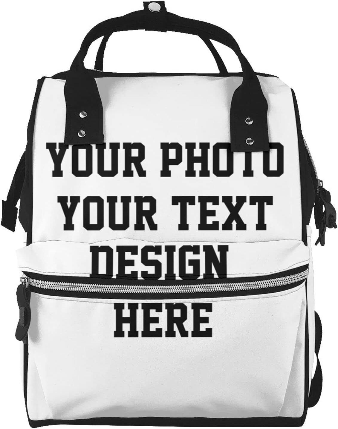 Adaptor Personalized Diaper Bag Custom Diaper Backpack with Picture/Text Waterproof Mummy Backpack for Mom, Outdoor, Travel