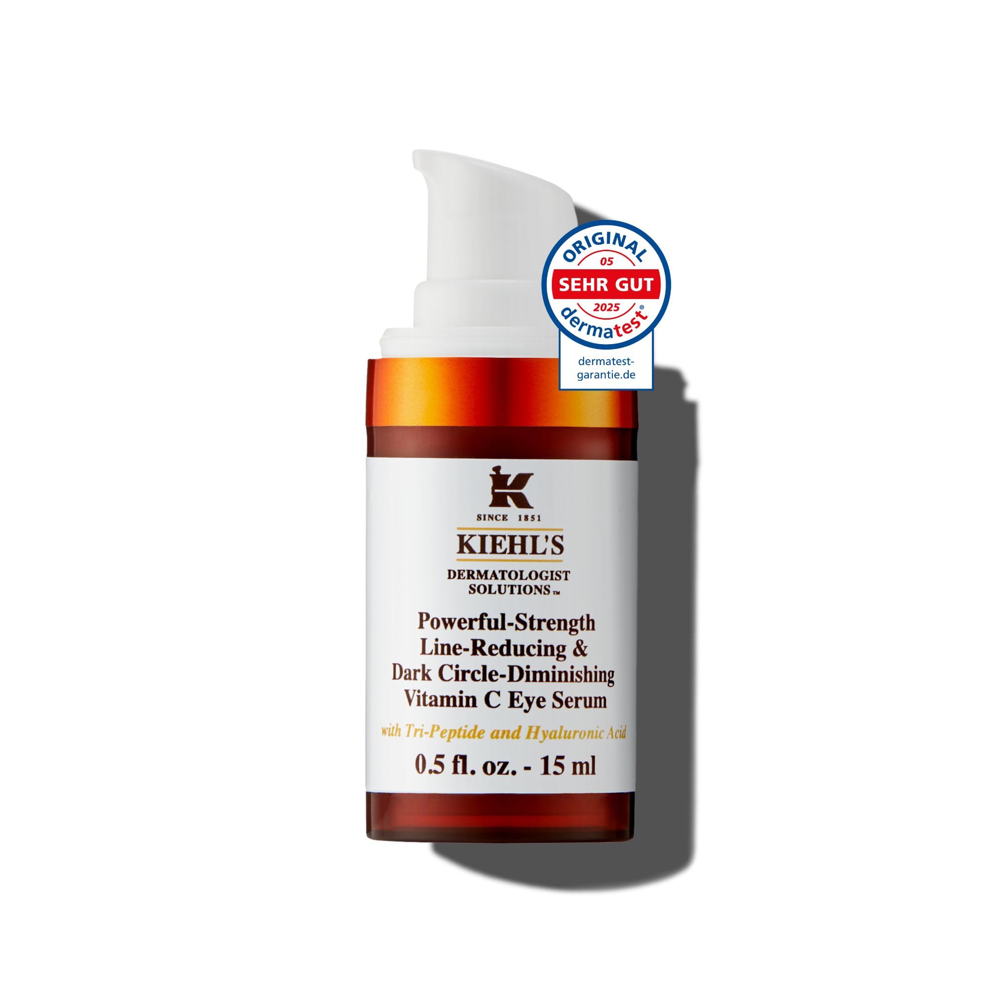 KIEHL'S Powerful-Strength Line-Reducing & Dark Circle Diminishing Vitamin C Eye Serum, 15 ml, Anti-Aging-Augenserum mit Vitamin C gegen dunkle Augenringe, feine Linien und Schwellungen