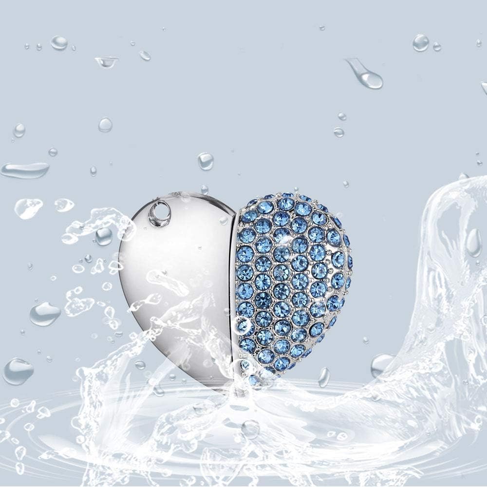 chiavette USB da 128 GB, impermeabili, con diamante a cuore, ad alta velocità, USB 3.0, 5 pezzi di tipo mix