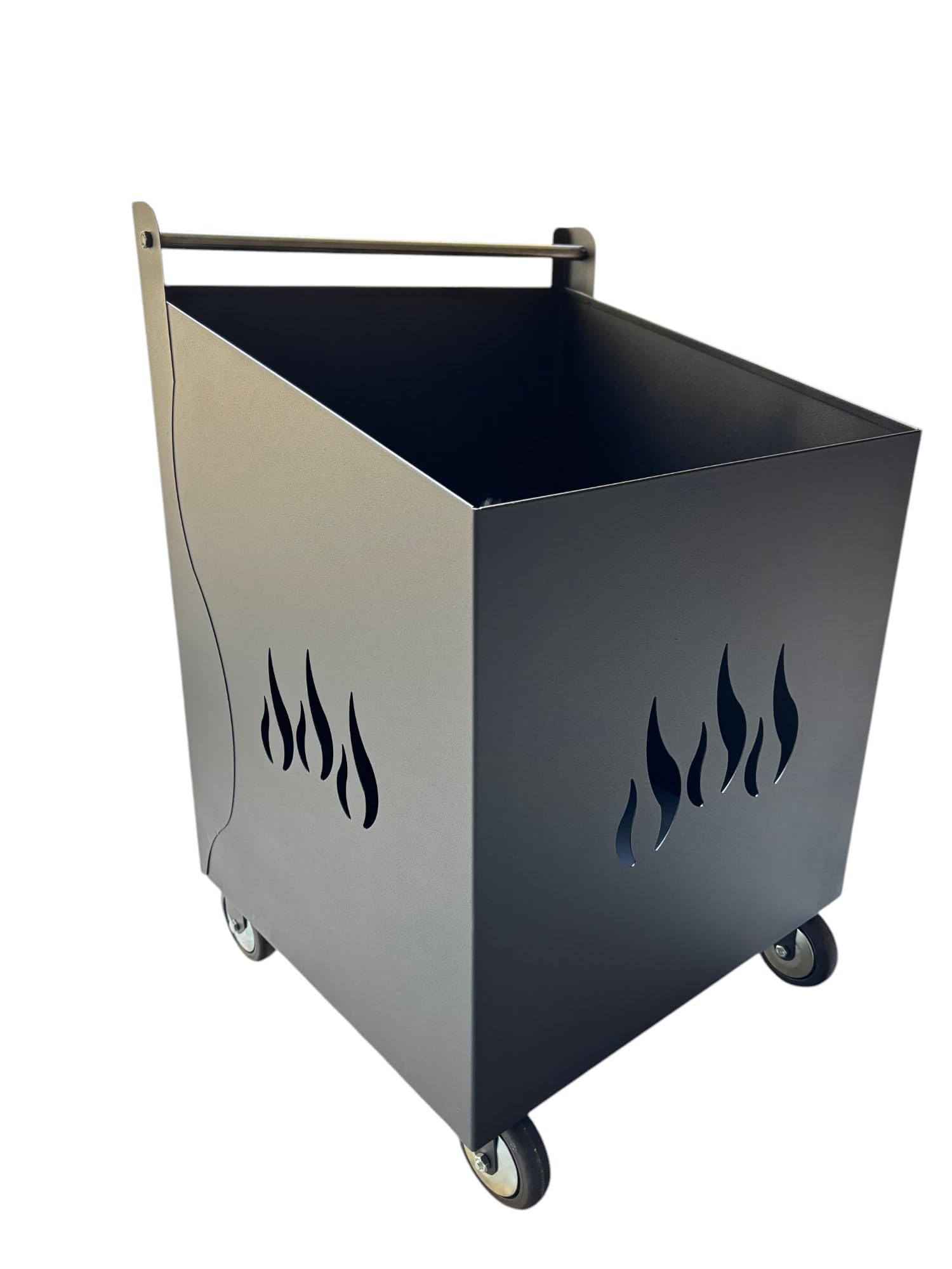 Porta Legna con Ruote Porta Pellet in Ferro Battuto Grigio antracite 52x47x80h