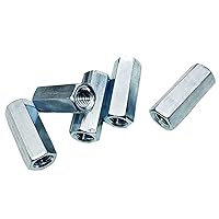 Vista 8 de 10 tuercas hexagonales M10-0.059 x 1.260 in de largo para varilla, 3 extensores de perno chapados en zinc, rosca hembra, ajuste recto, tuerca