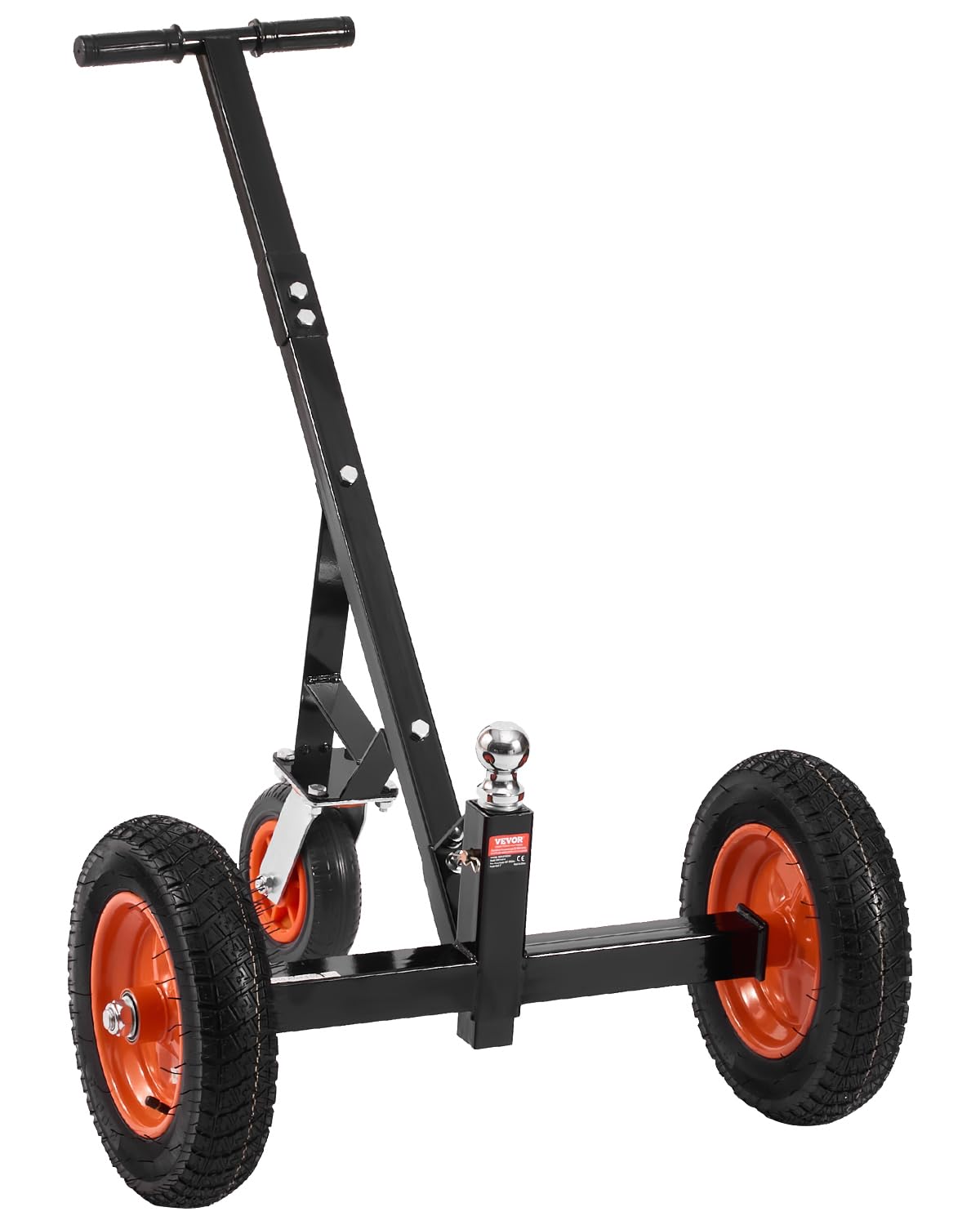 VEVOR Carrello per Rimorchio in Acciaio al Carbonio Regolabile in Altezza 42,5 cm a 56 cm, Sfera di Attacco e Pneumatici, Trasportatore Spostamento Rimorchi per Camper, Capacità 454 kg