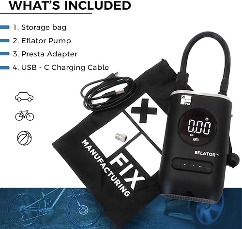 Miniatura 2 de Fix Manufacturing Inflador de neumáticos portátil compresor de aire - MTB y neumáticos de carretera bomba de aire portátil de 2000 mAh batería 4