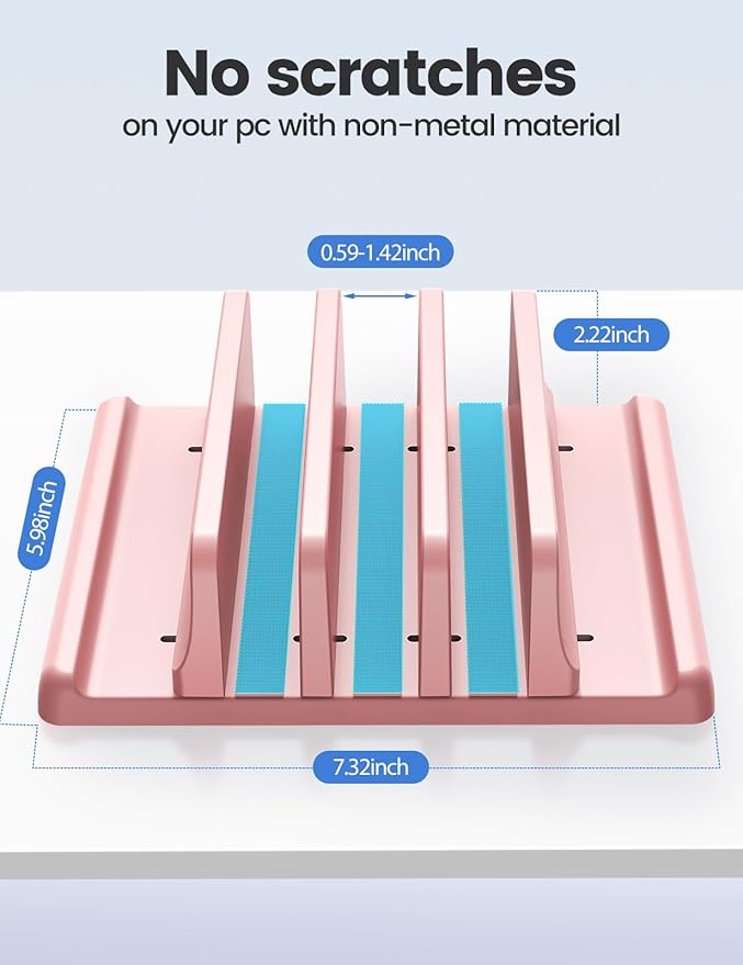 Soporte Vertical para Laptop Vaydeer 3 Ranuras Ajustable Rosa miniatura 5