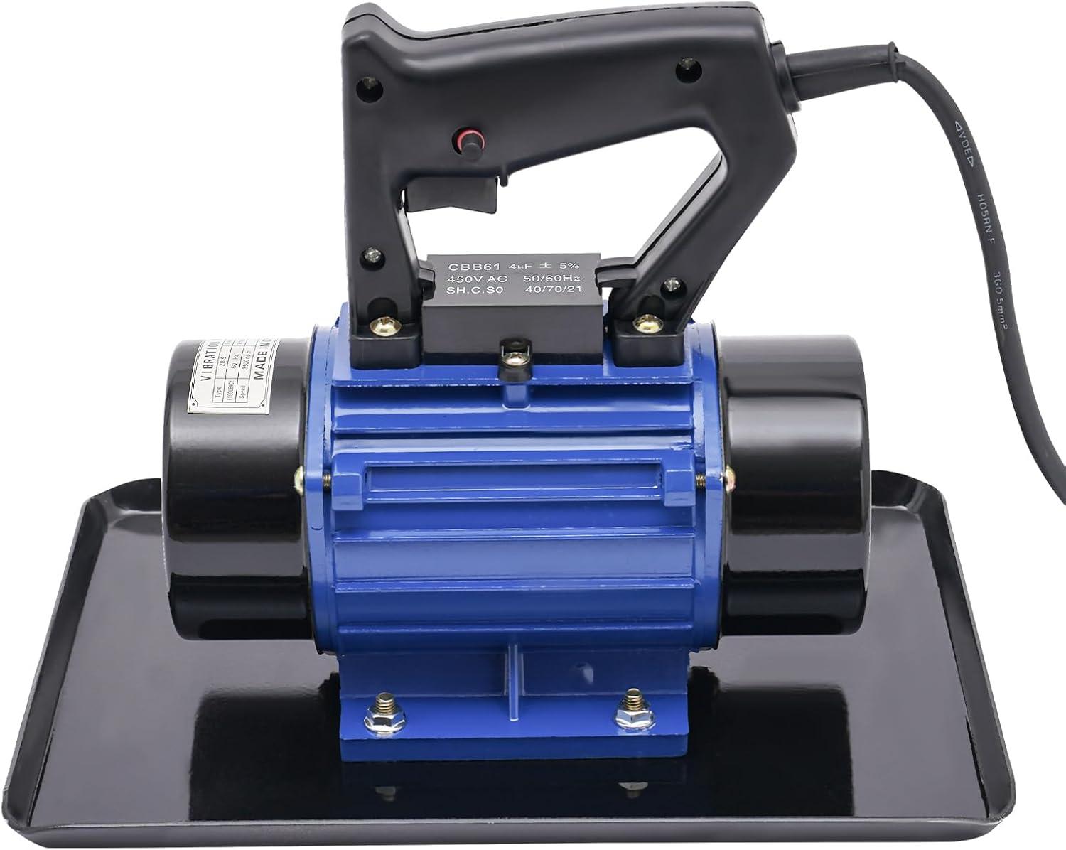 Concrete Vibrating Motor, 110V 370W Handheld Table Motion Concrete Vibrator Machine, Single Phase Cement Smoother, Portable Cement Vibrating Machine Mortar Flat Plate Trowel, 3500 RPM (Blue)