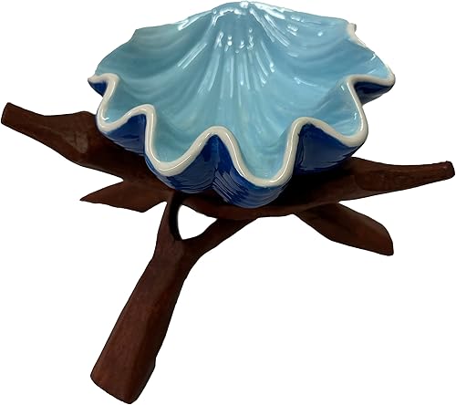 Miniatura 8 de Soporte de trípode de madera de 8 pulgadas, concha de abulón manchada y bola de cristal manchada, esfera de geoda, roca de cristal, llave de