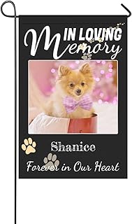 LATHIFA Custom Memorial Flags-Personalized Garden Flag Banners in Loving Memory with Name Date Photo for Outdoor Yard Grave Home Cemetery Decorations for Dogs Cats Pets Double Sided 12x18 inches Black
