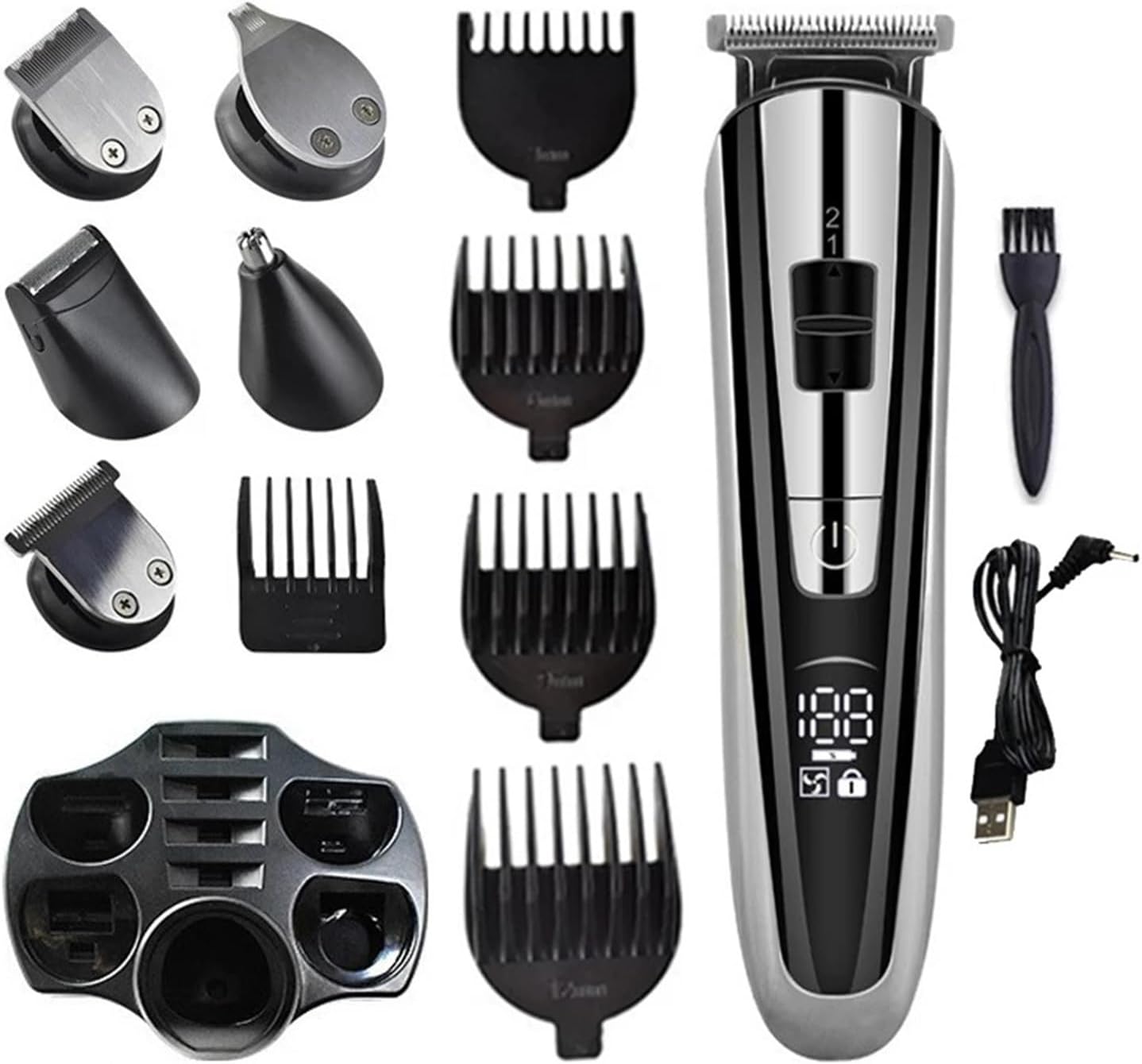 Beard Trimmer for Men,Trimmer for Nose 5 in 1 Hair Cutting Machine,Men's Electric Shaver,Rechargeable Hair Clipper(Scissor Set)