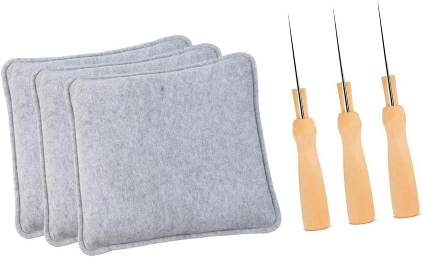 3X Felting Pads and Felting Needles Set, DIY Needle Felting Mat 7.09x6.38 inch, Synthetic Fiber Felt Hand Tool for Wool Craft