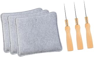 Felting Pad and Needle Set (3 Pads & 3 Needles) - Synthetic Fiber Felt Mat for DIY Wool Craft, Beginner Starter Kit