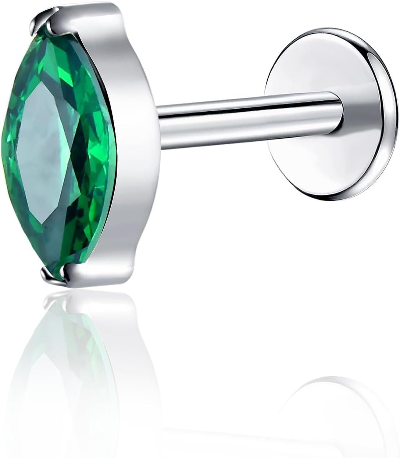 AIEIJJH Threadless Labret Stud Push In Jewellery G23 Titanium CZ Cluster Stud for Tragus Helix Conch Lobe Rook Cartilage Piercing Earring 1pc 16G, eye-green