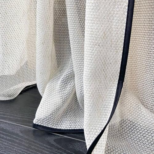 Rideaux transparents de 228,6 cm avec œillets en fil de lin creux polyester