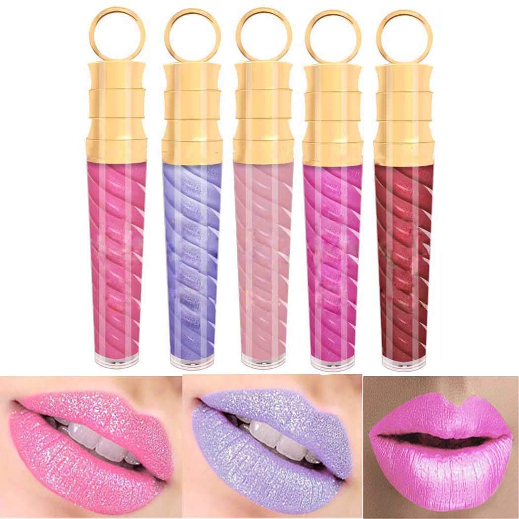 Matte Lipstick Glitter Liquid Lipsticks Metallic Lip Gloss Velvet Cream Lipgloss Waterproof Long Lasting Lips Makeup Cosmetis for Women and Girls Pack of 1 (Pink 19)