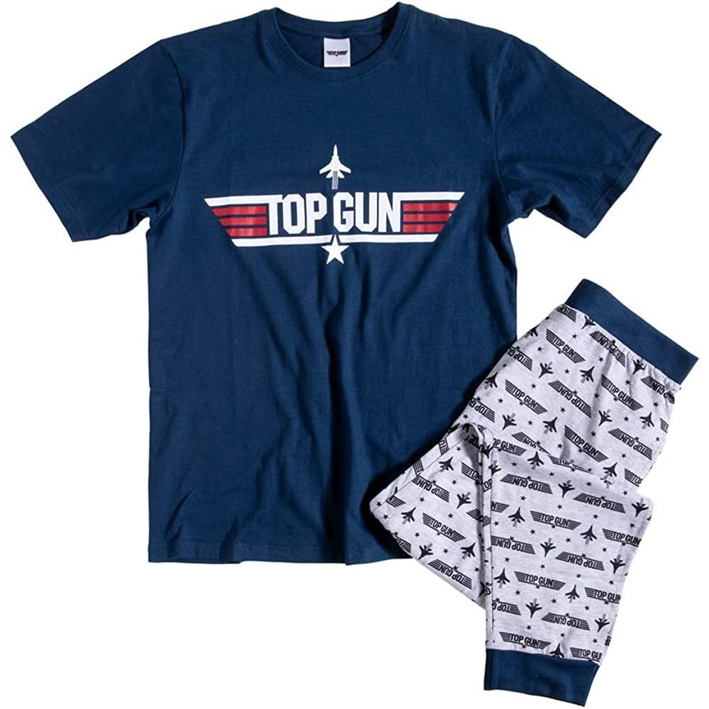 Top Gun Mens/Boys Official Navy/Grey Pyjama Set/Pyjamas Size Medium