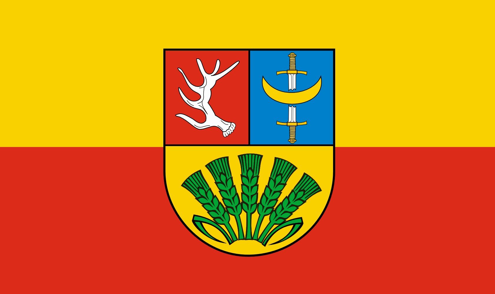 Drapeau POL gmina Troszyn grand format paysage pour jumelage et commémoration