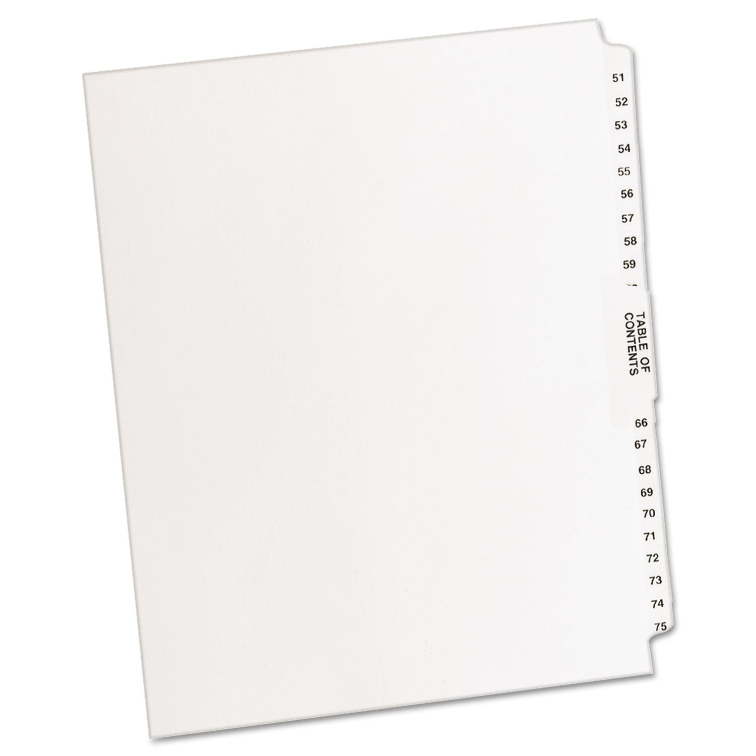 Avery 11396 Legal TOC Dividers, Side Tabs 51-75, Letter Size, White, 26 Tabs/ST