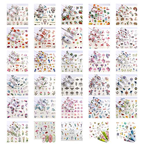 PHOGARY 60 Sheets Flower Nail Decals (Wasserrutsche Nagelaufkleber) für Frauen Mädchen Gel Nails Art Design - Flower… – Bild 8