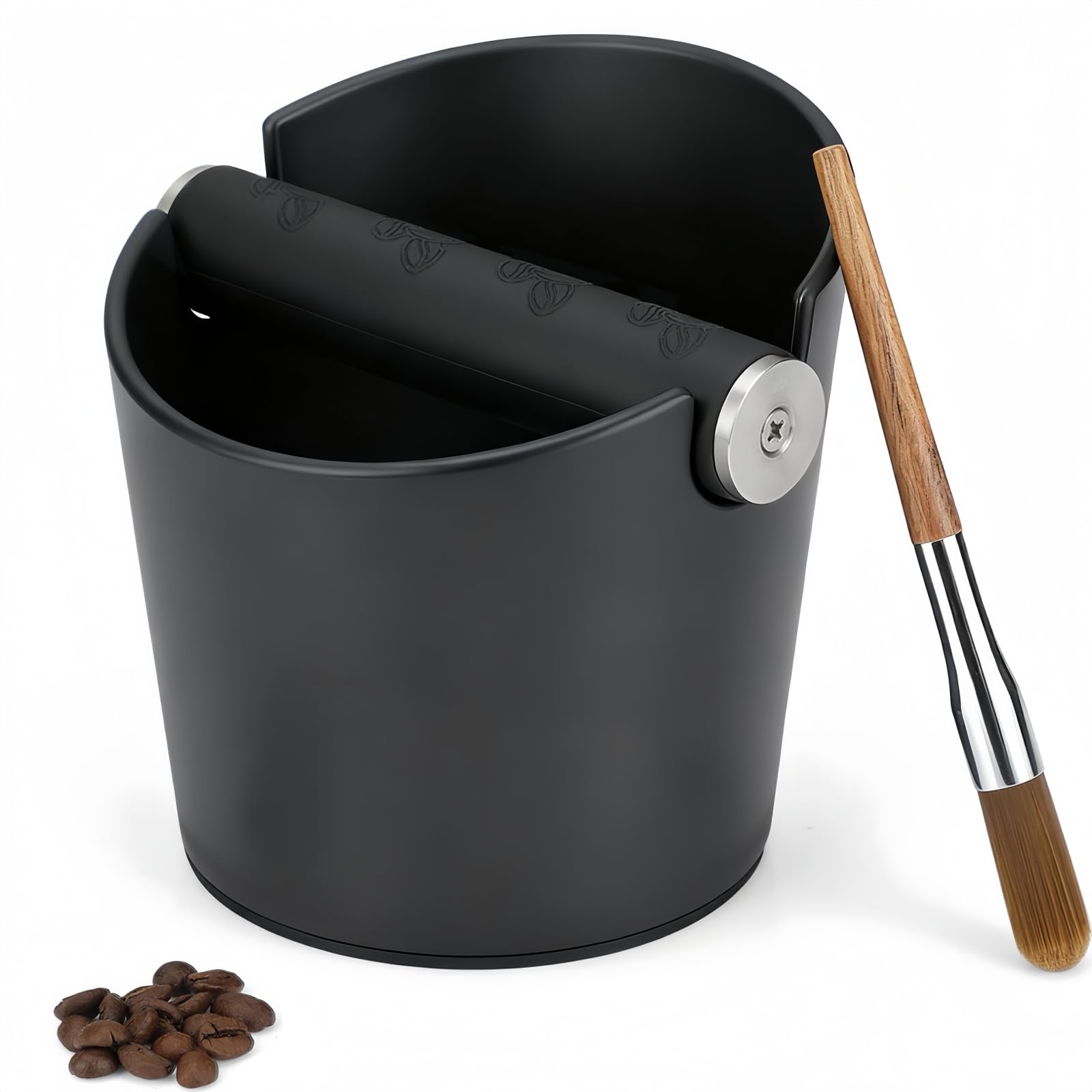 CHDEXU Coffee Knock Box, Small Espresso Knock Box with Brush, Coffee Grounds Knock Out Box with Removable Knock Bar, Coffee Container with Non-Slip Base for Coffee Machines