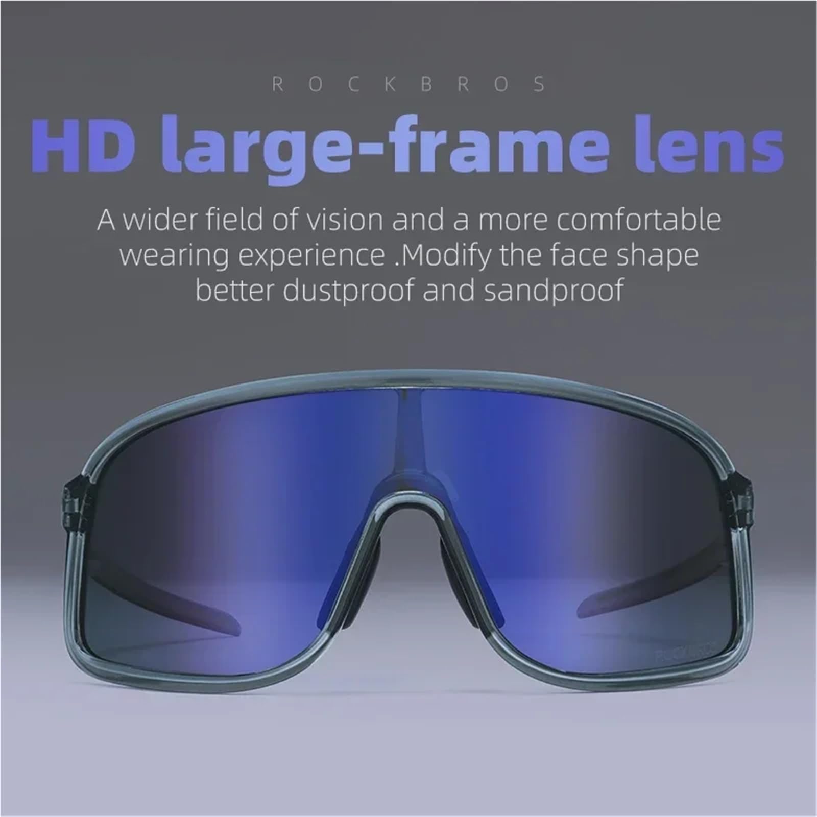 Occhiali ciclismo Cycling Glasses Outdoor Bike Sunglasses UV400 Eyewear Sports Eye Protection Windproof Riding Big Frame Glasse per Sport all'aria aperta