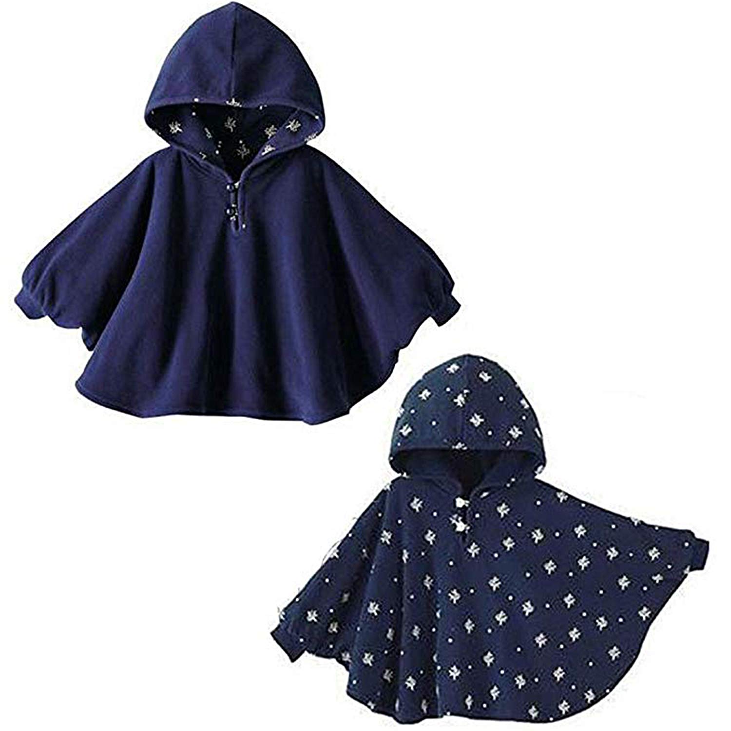 TSWRK Baby's Double-Side Wear Cape Coat Snowsuit Warm Poncho for Girls Boys Toddlers(0-3Years) Darkblue