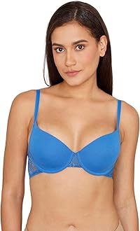 Zivame Beautiful Basics Padded Wired Medium Coverage Tshirt Bra for Women - Princess Blue