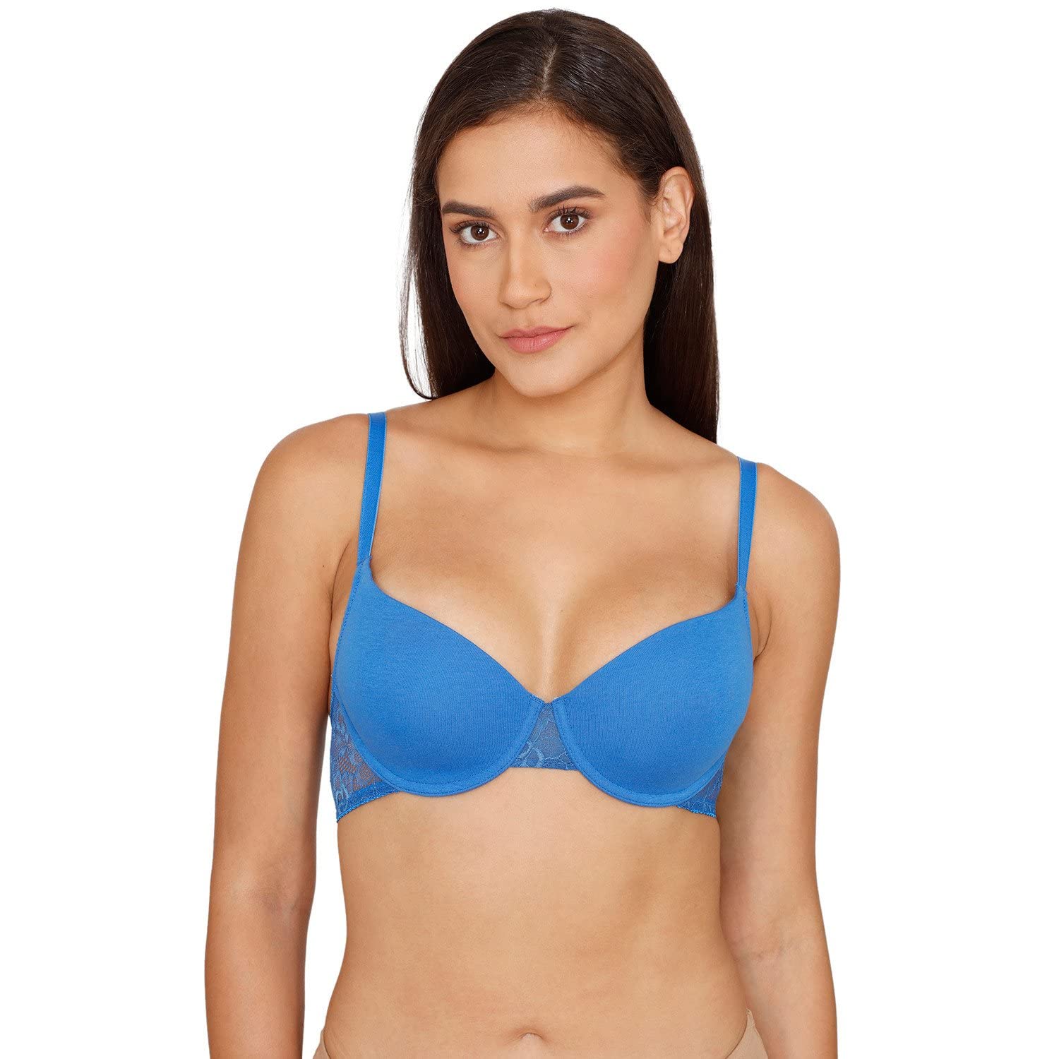 Zivame Beautiful Basics Padded Wired Medium Coverage Tshirt Bra for Women - Princess Blue
