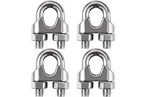 1/2 Inch M12 Wire Rope Cable Clamp - Pack of 4, U Bolt Saddle Fastener