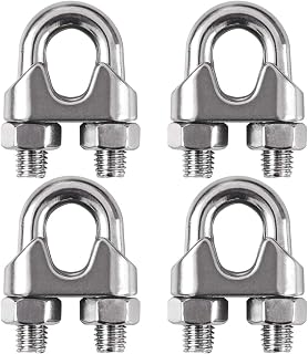 Cozihom 1/2 Inch M12 Wire Rope Cable Clip Clamp, 304 Stainless Steel, U Bolt Saddle Fastener, Pack of 4