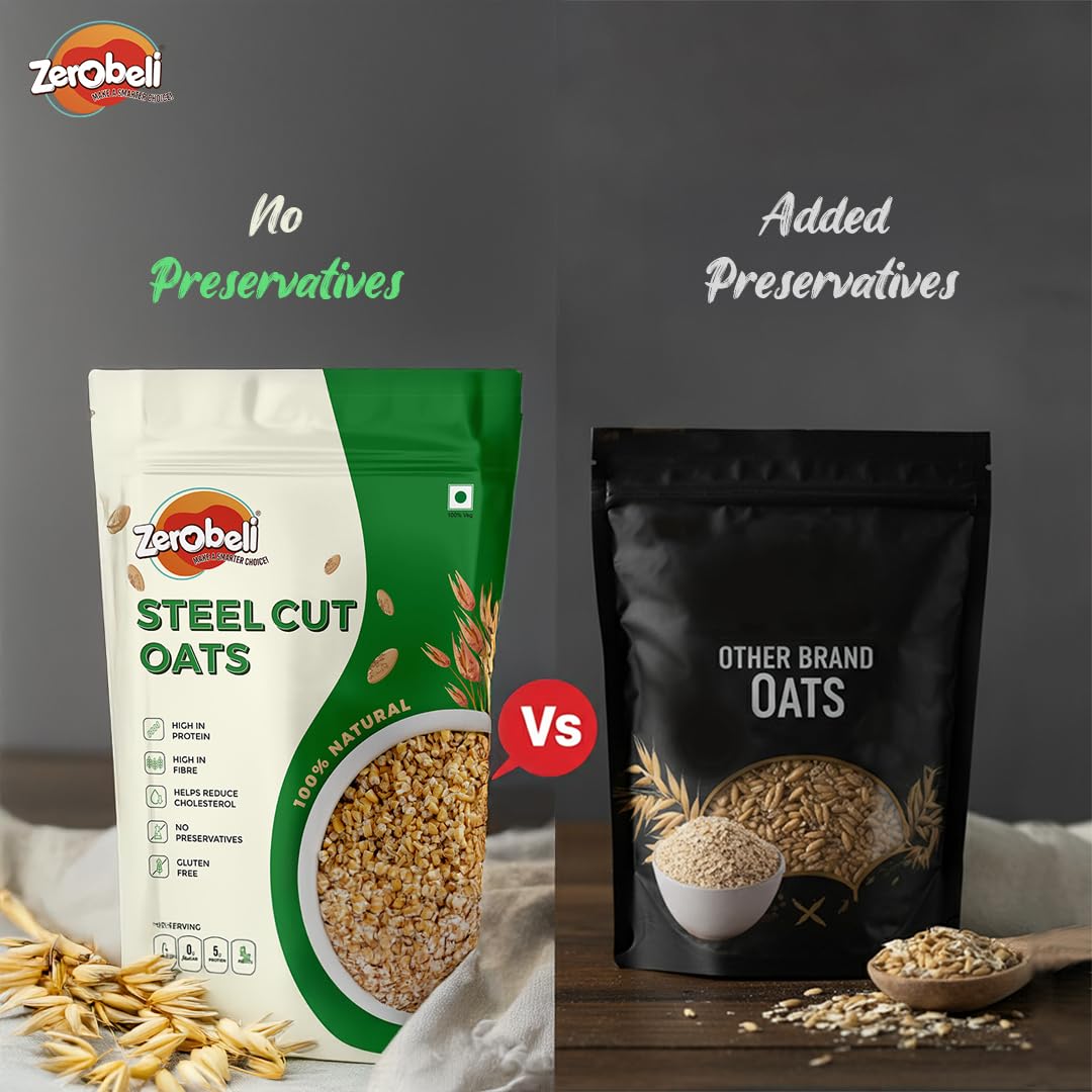 Zerobeli Steel Cut Oats 2kg | 100% Wholegrain | High Protein & Fibre | Low Glycemic Index | Supports Weight Management & Gut Health | Gluten-Free 3