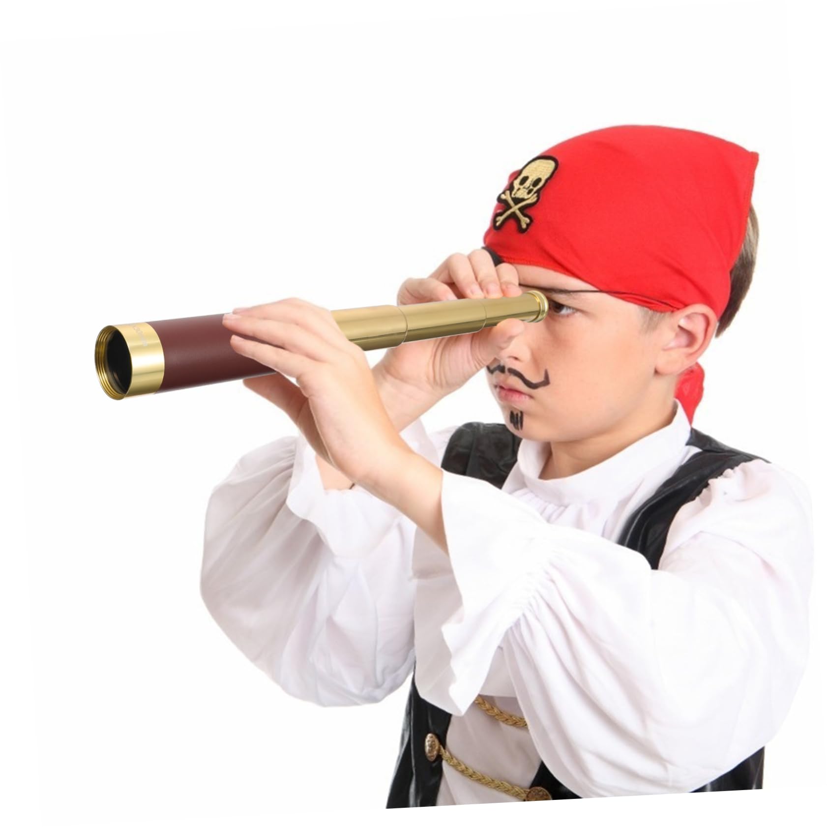 DOITOOL Telescopio Monocular Pirata Retro 25x30, Prismas Bak4, Diseño Elástico, Bolsa de Cuero, Adecuado para Viaje y Actividades al Aire Libre