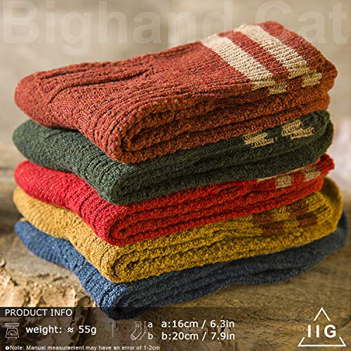 Image of IIG 5 Pairs Women's Vintage Style Thick Wool Warm Winter Crew Socks