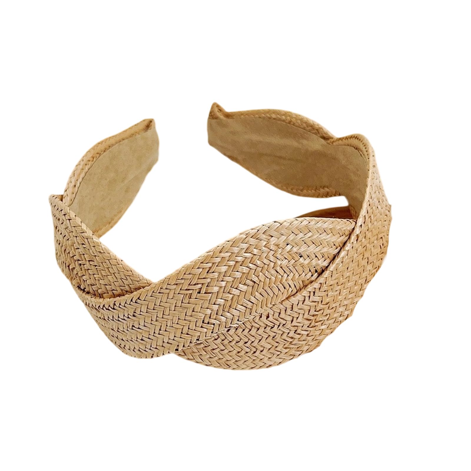 MICFENY Elegant Color Straw Headband With Braided Detail Wide Hairband Design Lightweight Breathable For Daily Use Event