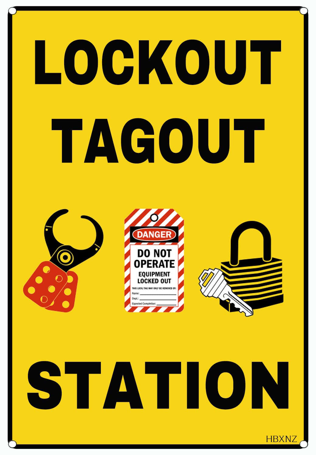 Yelacaay Lockout Tagout Station Safety Sign Metal Sign Metal Sign Plaque Poster 8X12 Inch