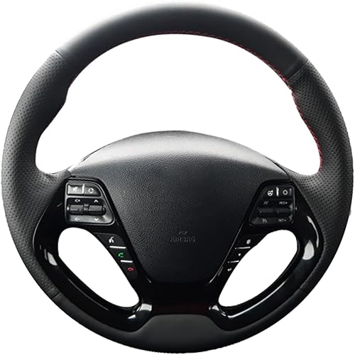 Steering Wheel Cover, for Kia K3 2013 K2 Rio 2015 2016 Ceed 2012-2017 Cerato 2013-2017, Customize DIY Hand Sewing Hand-Stitched Leather