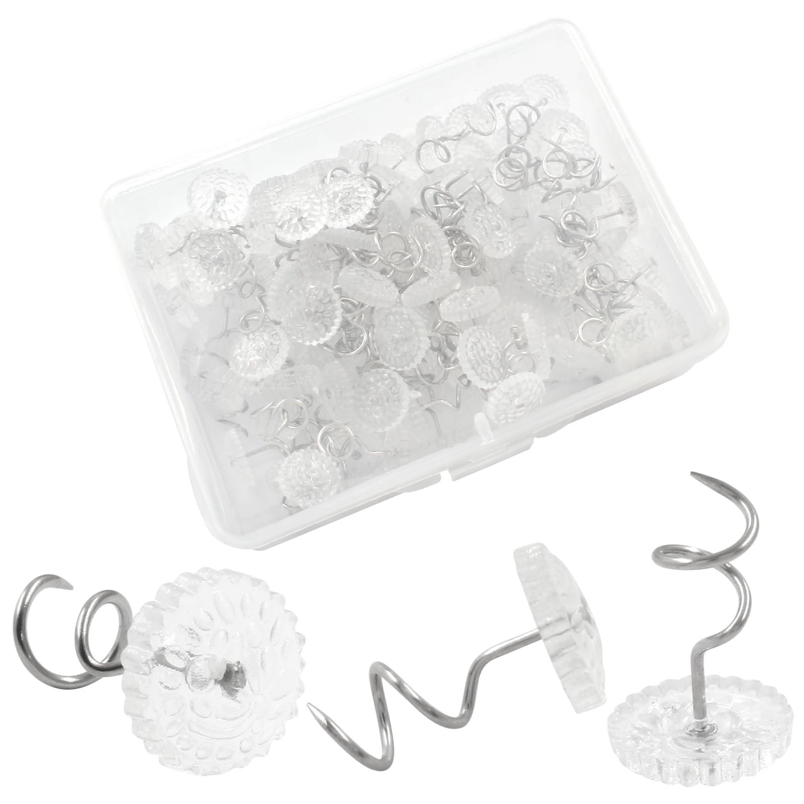 100 Pcs Clear Head Twist Pins, 0.75 Inch Upholstery Tacks for Secure Fastening, Ideal Bedskirt Pins for Holding Bedskirts, Drapes, and Slipcovers in Place