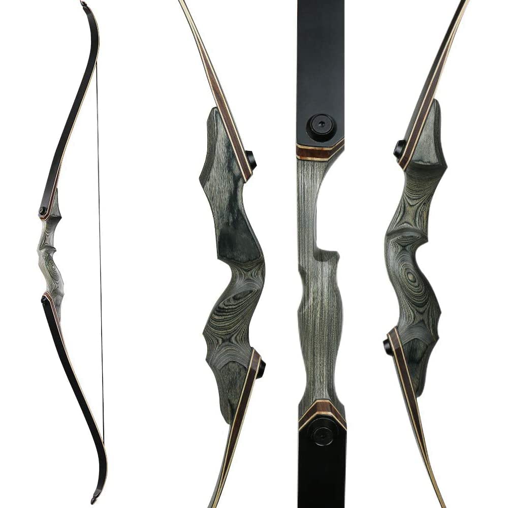 Huntingdoor 60" Profi Bogenschießen Recurvebogen 30-50lbs Erwachsene Takedown Langbogen Holzbogengriff Jagd Bogen für Rechtshand Sportbogen Bogensportler