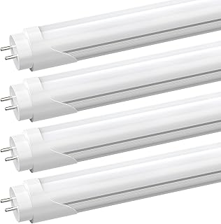 T8 LED 4FT Type A+B Light Bulbs, 24W(65W Equivalent), 3000LM, 6000K Super Bright, Plug and Play or Ballast Bypass, 4 Foot LED Fluorescent Tube Replacement, ETL Listed, Dual-Ended, Clear(4-Pack)