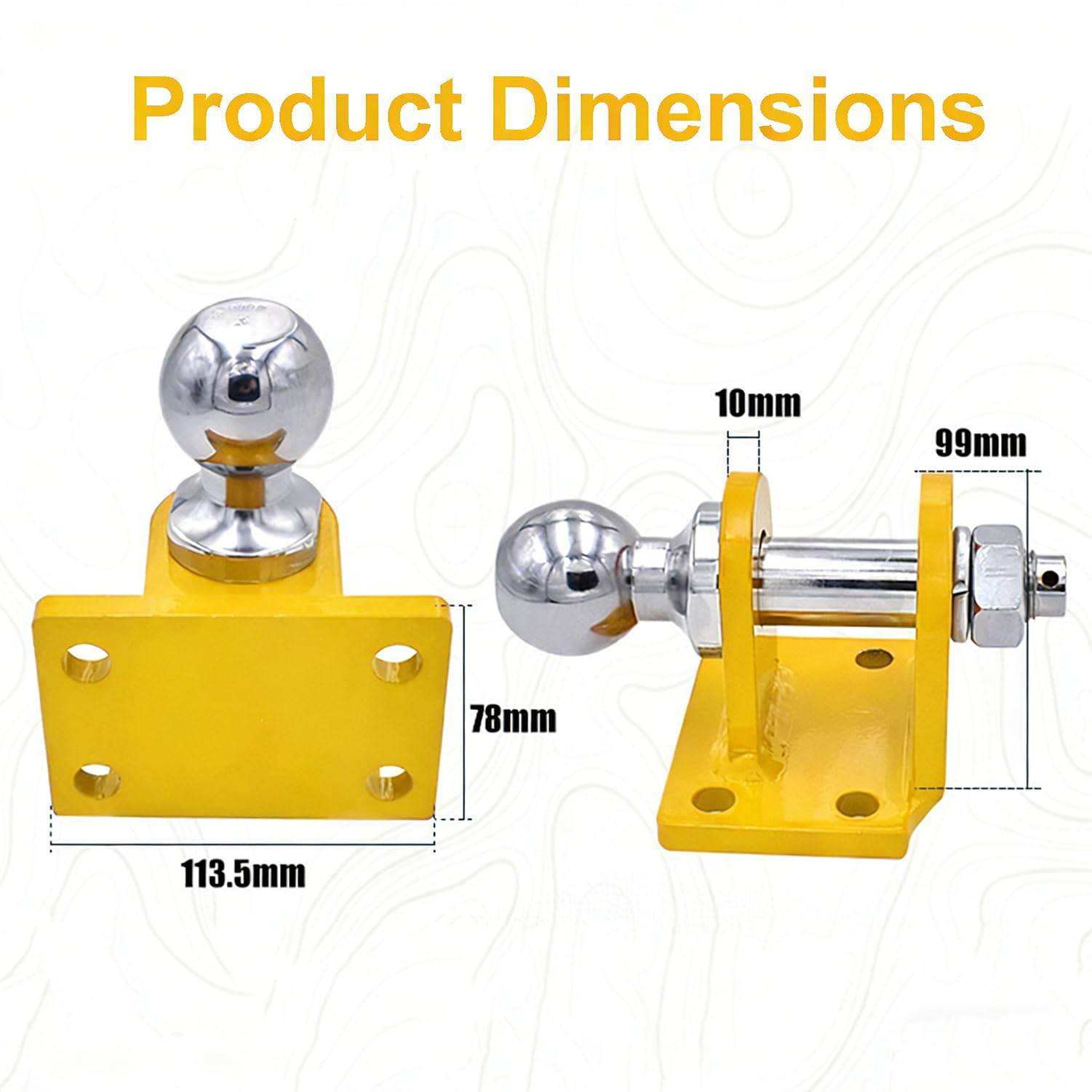 Enganche Remolque,Acoplamiento Mixto,Barra De Remolque Recta De Vástago Largo,Enganche De Remolque con Bola 50mm,para Todos Los Modelos De Vehículos,Cabezal Esférico De 70,8 mm(Amarillo)